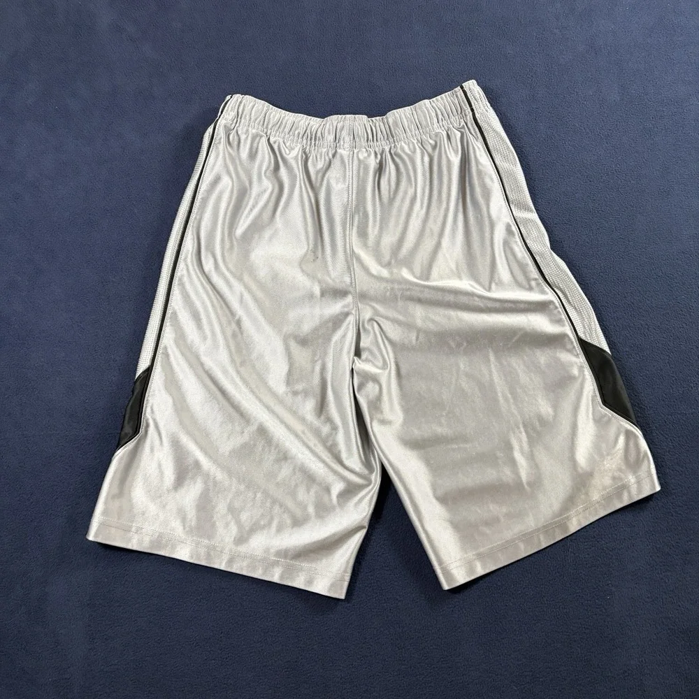 Vintage Y2K 2000s Nike Basketball Shorts Mens L Gray Black Baggy Shiny Dazzle